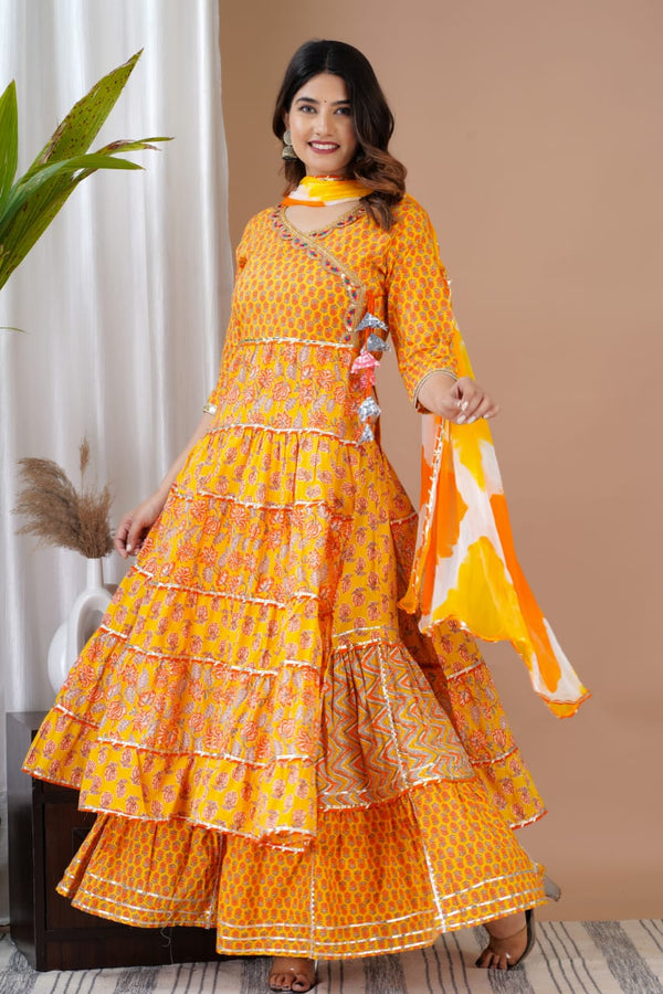 Full flair kurti with full flair sharara and dupatta sets (SWRD40)