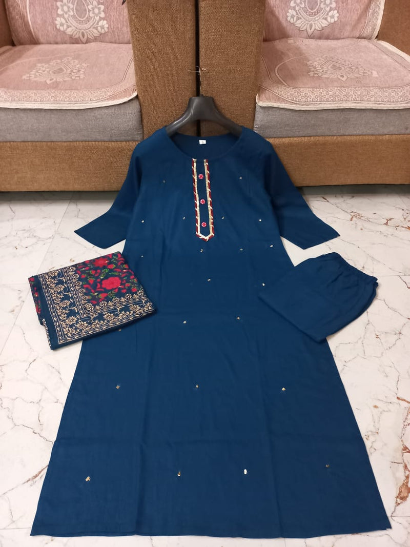 Heavy Adda hand work all over kurti & lace work & batan work  Suit