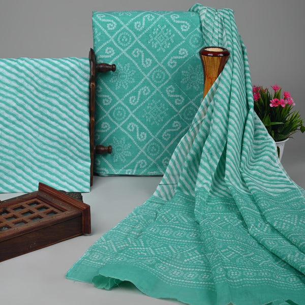 HAND BLOCK PRINT COTTON SUIT SET WITH MULMUL DUPATTA