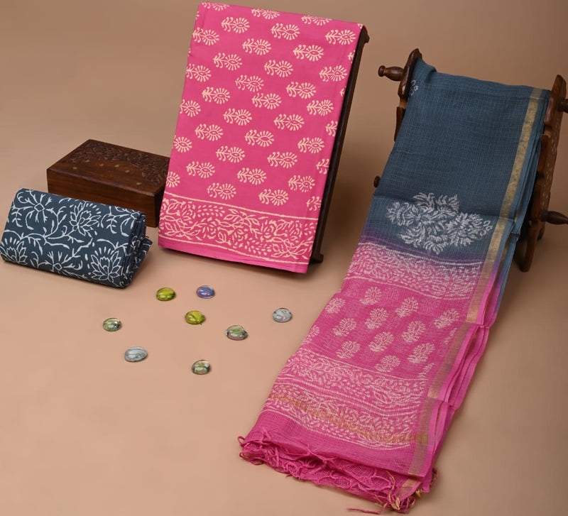 Suits Wala Hand Block Print Cotton Suit Set with Kota Doria Dupatta